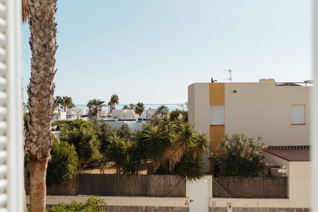 Vista desde el balcón sobre las palmeras
